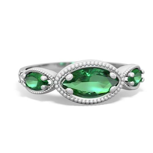 lab emerald milgrain marquise ring