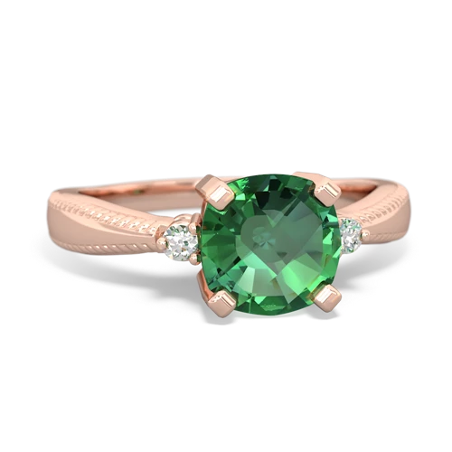 Lab Emerald Cushion Rope Lab Created Emerald ring Ring