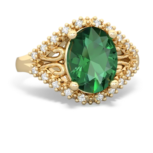 Lab Emerald Antique Style Lab Created Emerald ring Ring