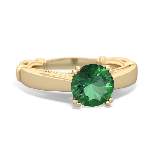 lab emerald ornate solitaire ring