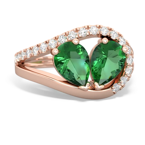 lab emerald pave heart ring