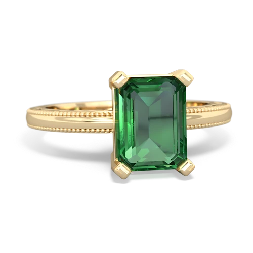 Lab Emerald Milgrain Scroll Lab Created Emerald ring Ring