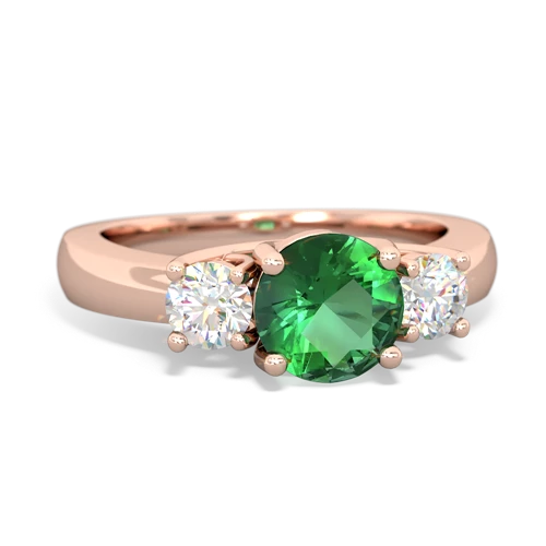 Lab Emerald Three Stone Trellis Lab Created Emerald ring Ring