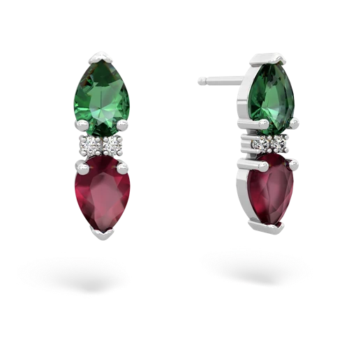 lab emerald-ruby bowtie earrings