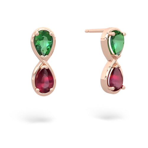 lab emerald-ruby infinity earrings
