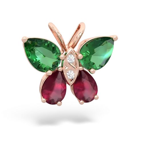 lab emerald-ruby butterfly pendant
