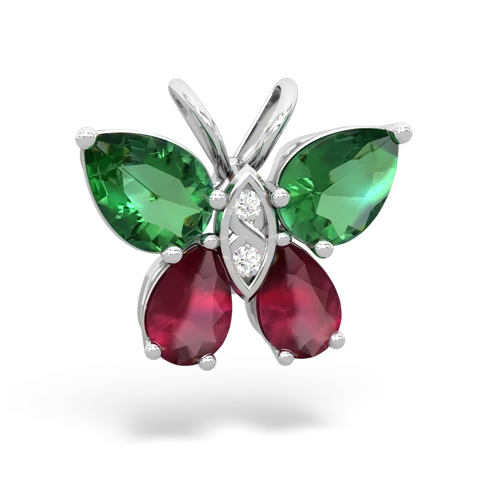 lab emerald-ruby butterfly pendant