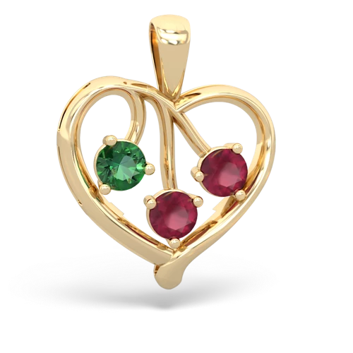 Lab Emerald Lab Created Emerald with Genuine Ruby and  Glowing Heart pendant Pendant