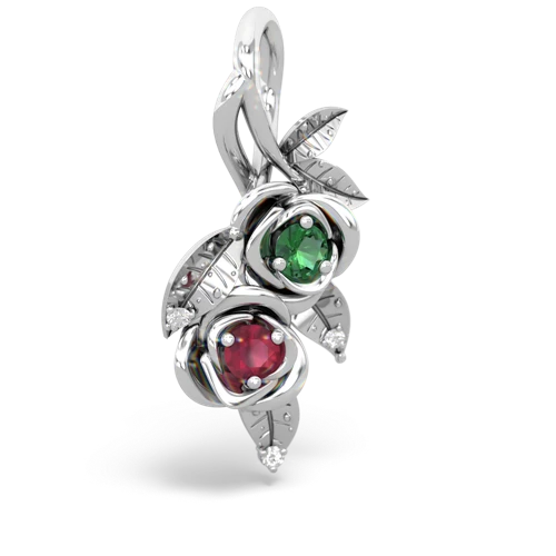 Lab Emerald Lab Created Emerald with Genuine Ruby Rose Vine pendant Pendant