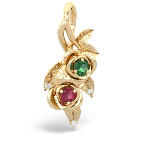 Lab Emerald Lab Created Emerald with Genuine Ruby Rose Vine pendant Pendant