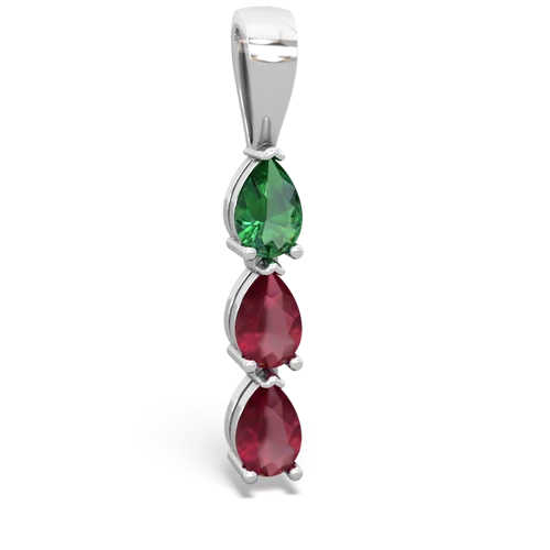 Lab Emerald Lab Created Emerald with Genuine Ruby and  Three Stone pendant Pendant