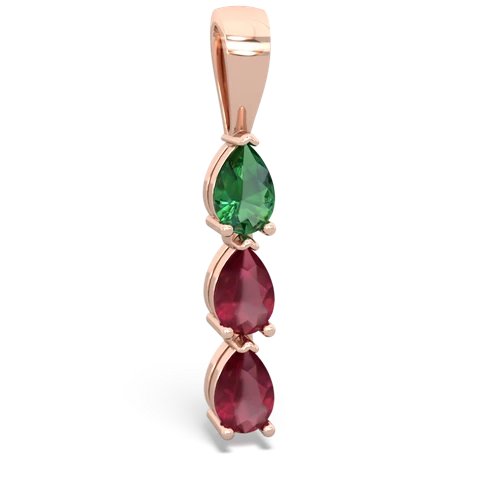 lab emerald-ruby three stone pendant