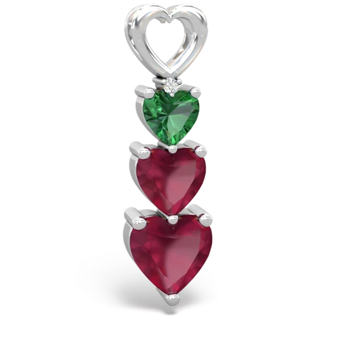 Lab Emerald Lab Created Emerald with Genuine Ruby and  Past Present Future pendant Pendant