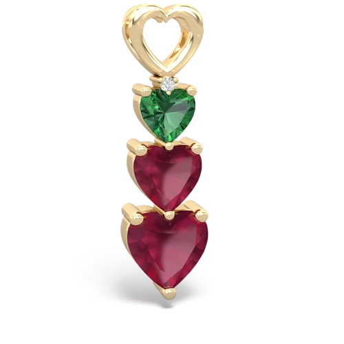 Lab Emerald Lab Created Emerald with Genuine Ruby and Genuine Black Onyx Past Present Future pendant Pendant