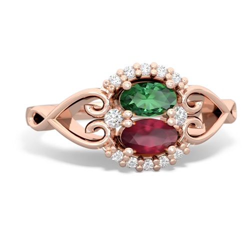 lab emerald-ruby antique keepsake ring