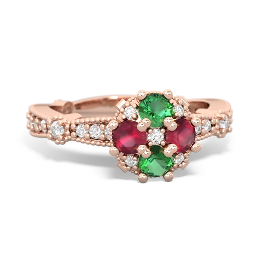 lab emerald-ruby art deco engagement ring
