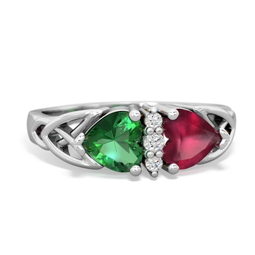 lab emerald-ruby celtic ring