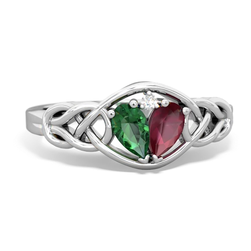 Lab Emerald Lab Created Emerald with Genuine Ruby Celtic Love Knot ring Ring