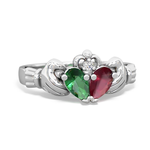 lab emerald-ruby claddagh ring