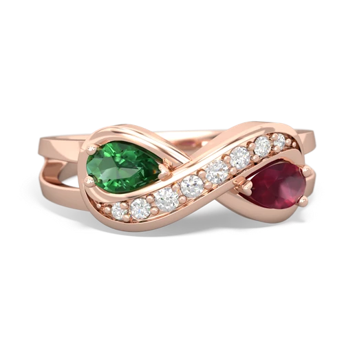 lab emerald-ruby diamond infinity ring