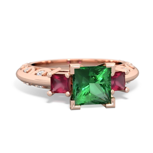 lab emerald-ruby engagement ring