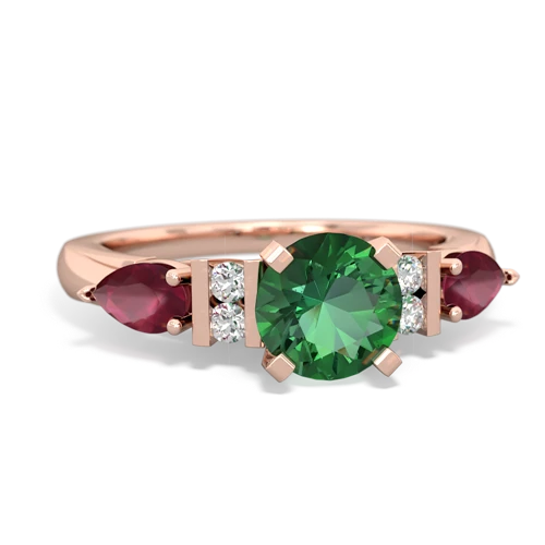 Lab Emerald Lab Created Emerald with Genuine Ruby and  Engagement ring Ring