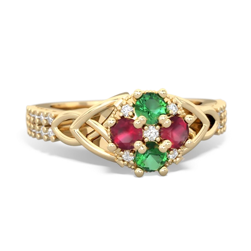 Lab Emerald Lab Created Emerald with Genuine Ruby Celtic Knot Engagement ring Ring