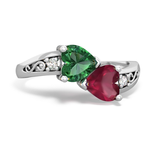 lab emerald-ruby filligree ring