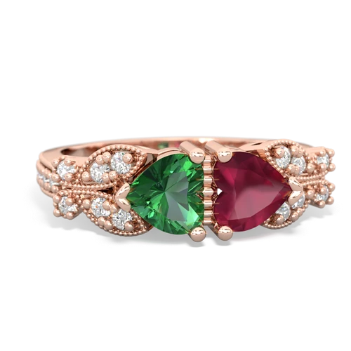lab emerald-ruby keepsake butterfly ring