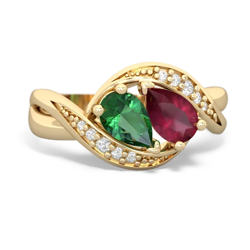 Lab Emerald Lab Created Emerald with Genuine Ruby Summer Winds ring Ring