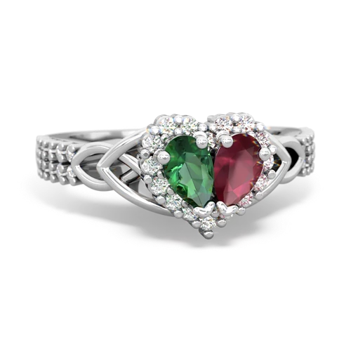 Lab Emerald Lab Created Emerald with Genuine Ruby Celtic Knot Engagement ring Ring