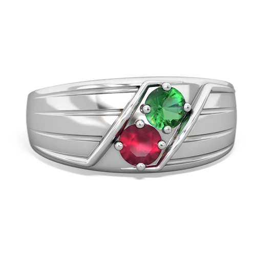 lab emerald-ruby mens ring