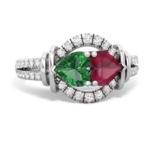 Lab Emerald Lab Created Emerald with Genuine Ruby Art-Deco Keepsake ring Ring