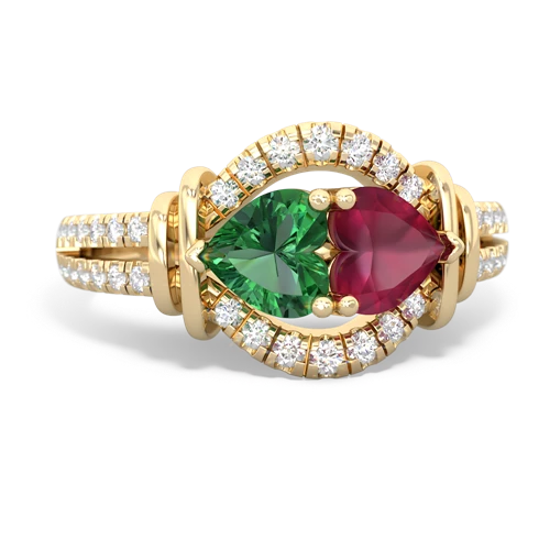 lab emerald-ruby pave keepsake ring