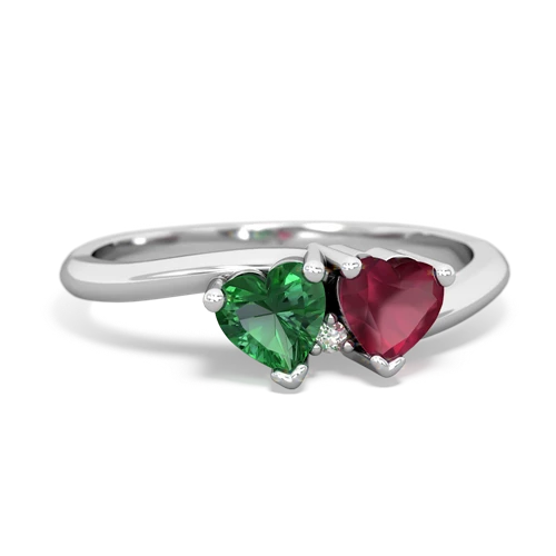 Lab Emerald Lab Created Emerald with Genuine Ruby Sweetheart's Promise ring Ring