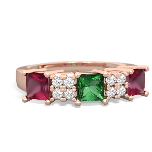 Lab Emerald Lab Created Emerald with Genuine Ruby and Genuine Emerald Three Stone ring Ring