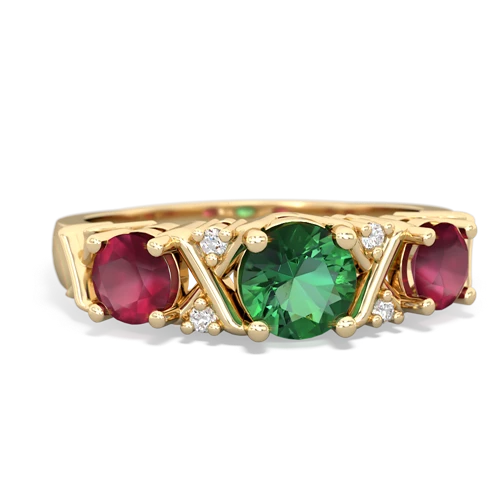 Lab Emerald Lab Created Emerald with Genuine Ruby and Genuine Black Onyx Hugs and Kisses ring Ring
