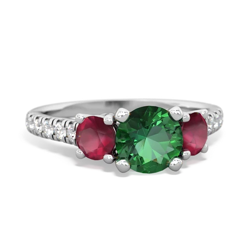 Lab Emerald Lab Created Emerald with Genuine Ruby and Genuine Ruby Pave Trellis ring Ring