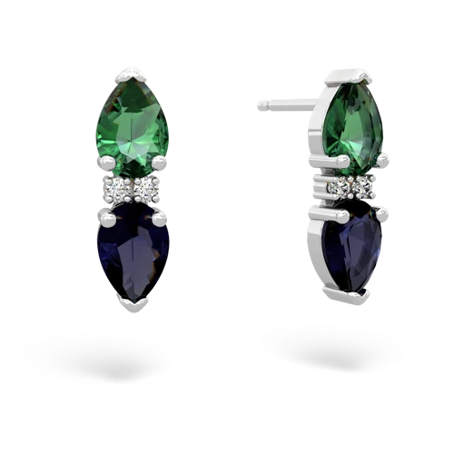lab emerald-sapphire bowtie earrings