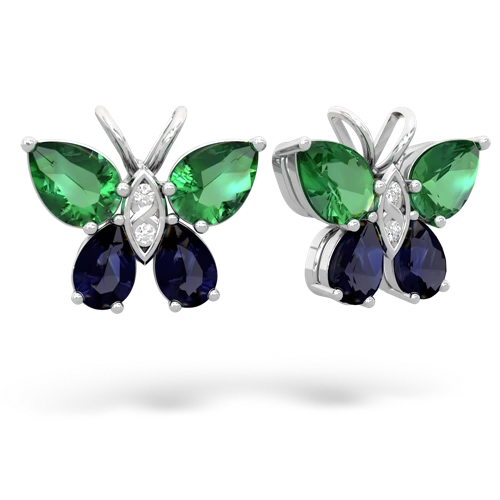 lab emerald-sapphire butterfly earrings
