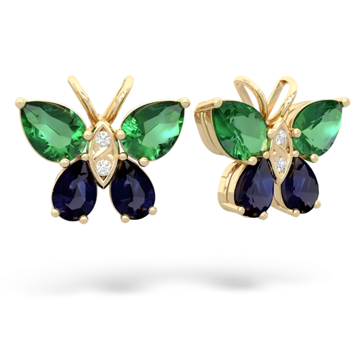 lab emerald-sapphire butterfly earrings