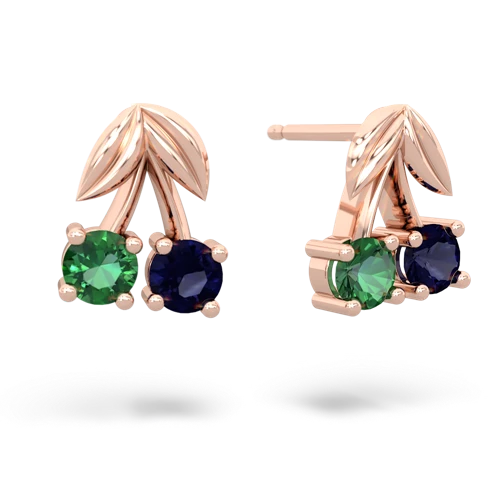 lab emerald-sapphire cherries earrings