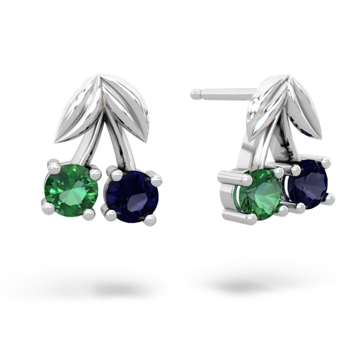 lab emerald-sapphire cherries earrings