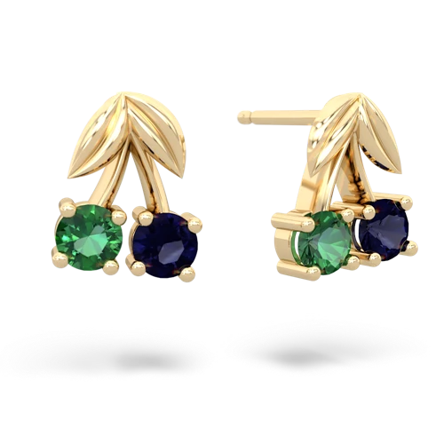 lab emerald-sapphire cherries earrings