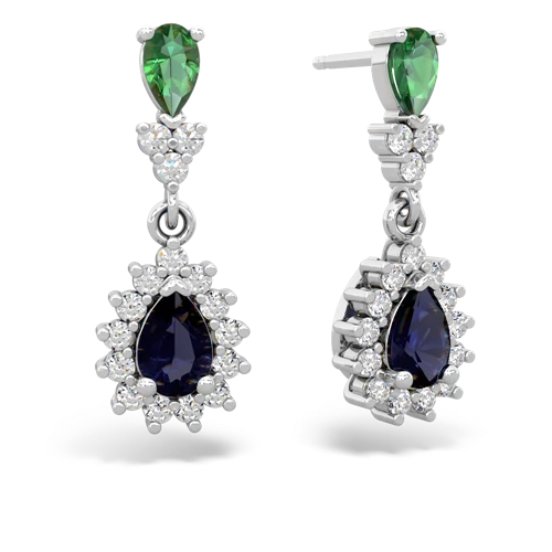 lab emerald-sapphire dangle earrings