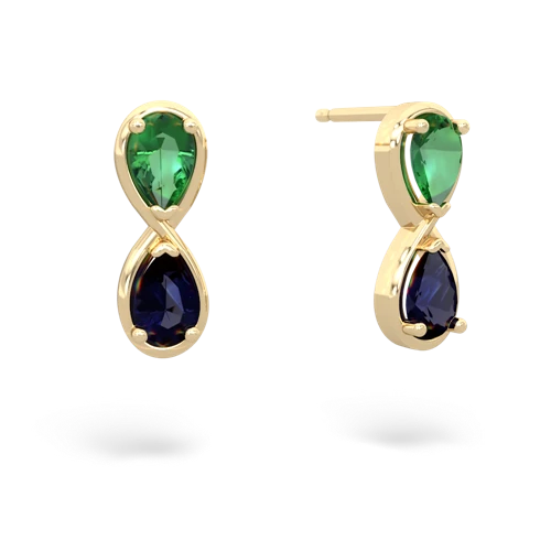 lab emerald-sapphire infinity earrings