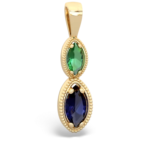 Lab Emerald Lab Created Emerald with Genuine Sapphire Antique-style Halo pendant Pendant