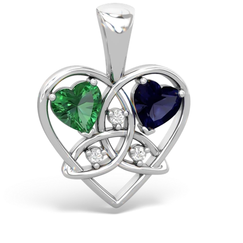 lab emerald-sapphire celtic heart pendant