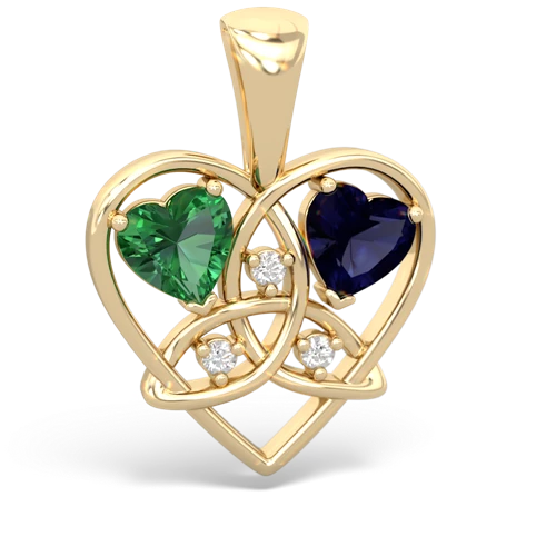 lab emerald-sapphire celtic heart pendant