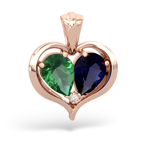Lab Emerald Lab Created Emerald with Genuine Sapphire Two Become One pendant Pendant